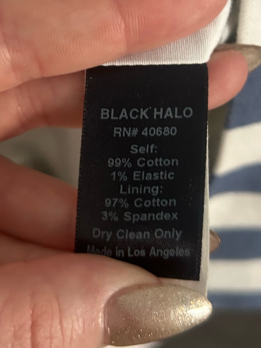 Black Halo Navy and White Striped Midi Dress - Picture 4 of 4